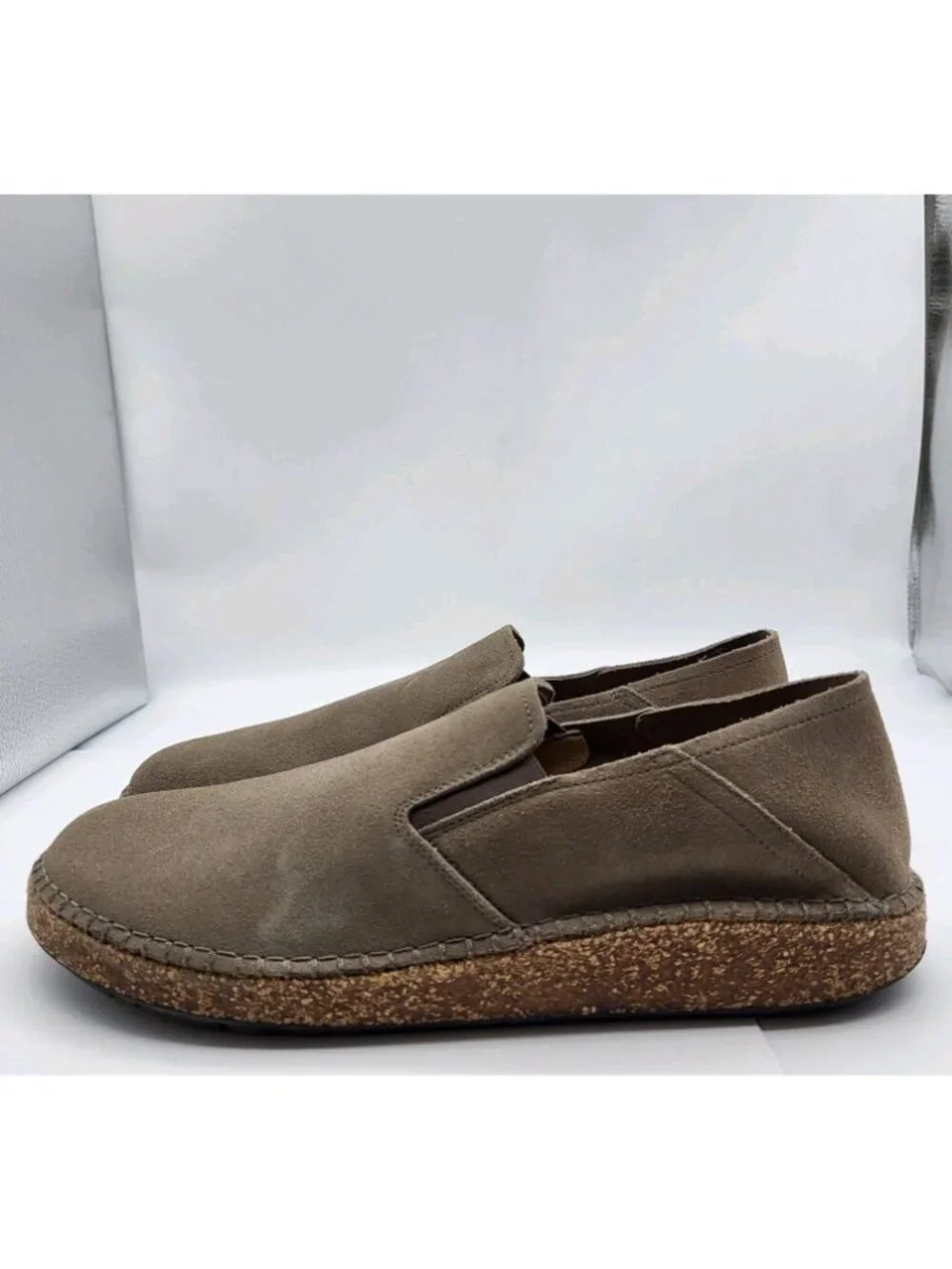 Birkenstock Callan Men’s Slip-On Suede Shoes Size 42 9 US Cork Sole beige